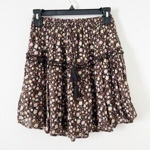 Spell Collective Rae Floral Brown Mini Skirt Size XS